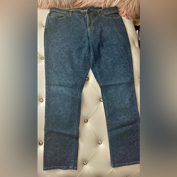 Lauren Ralph Lauren Blue Diamond Print Modern Skinny Medium Wash Size 16 - Picture 12 of 14